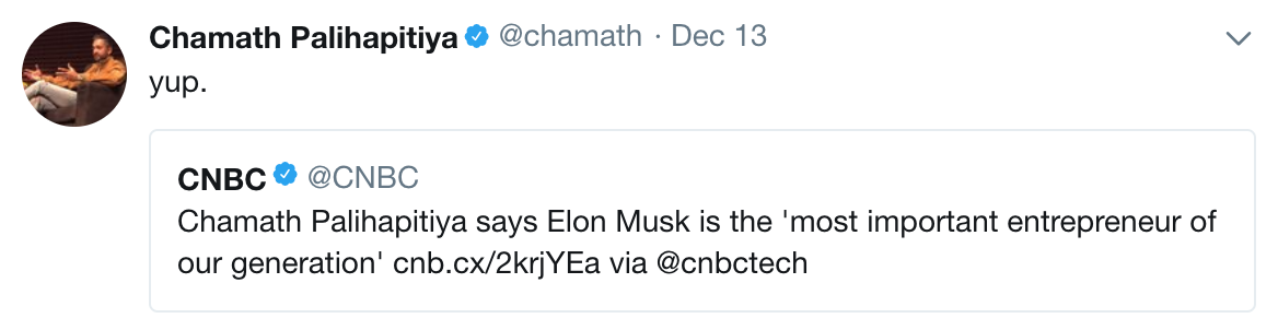 Chamath praising Elon Musk